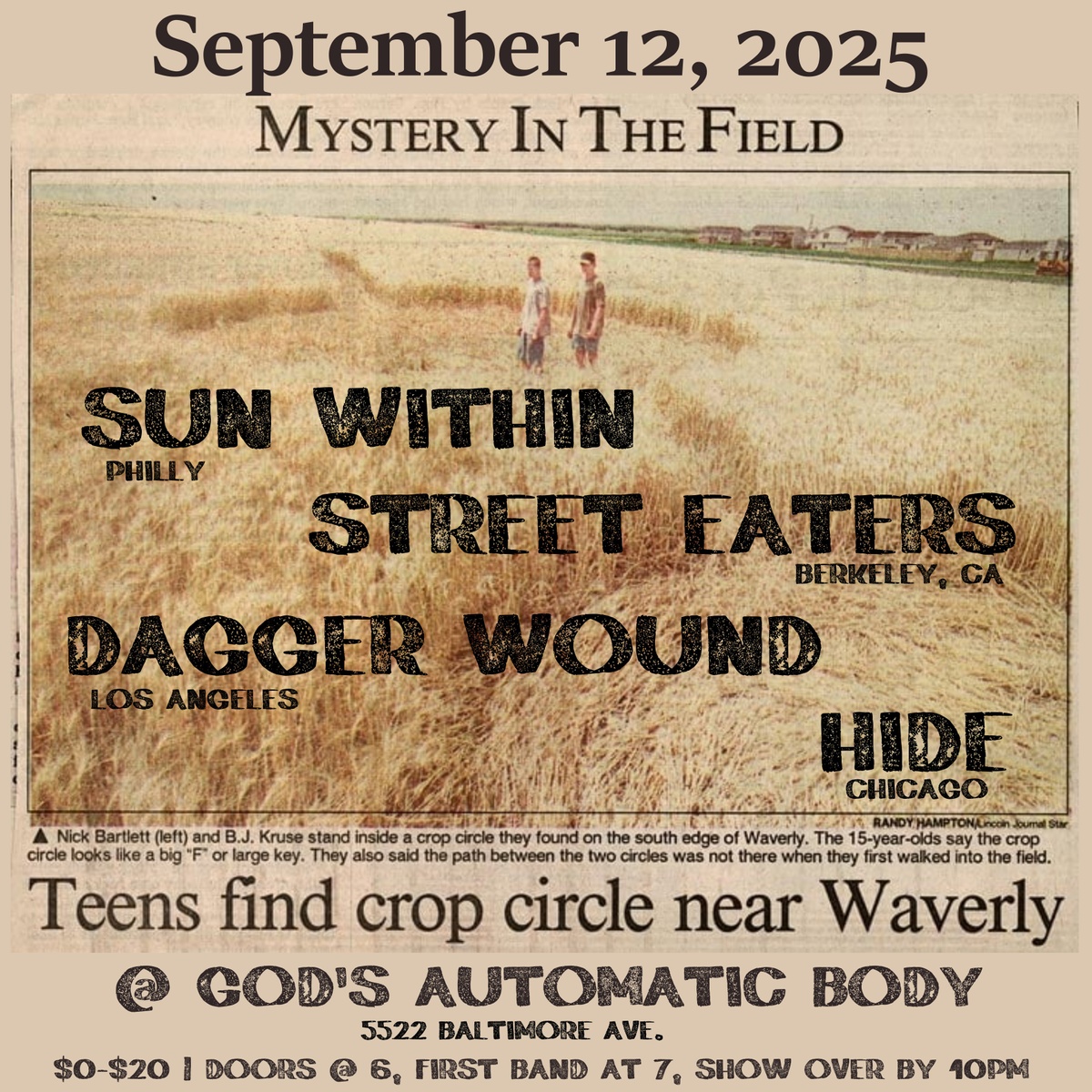 HIDE, Dagger Wound, Street Eaters, Sun Within