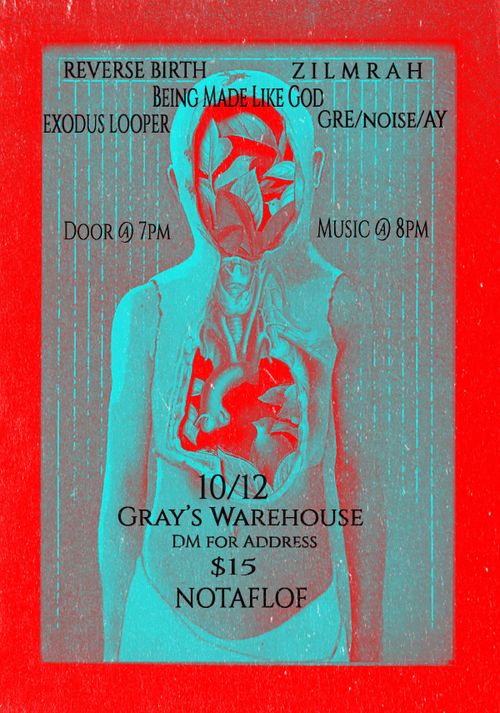 Reverse Birth, Zilmrah (NYC), Being Made Like God, Exodus Looper, GRE/noise/Ay