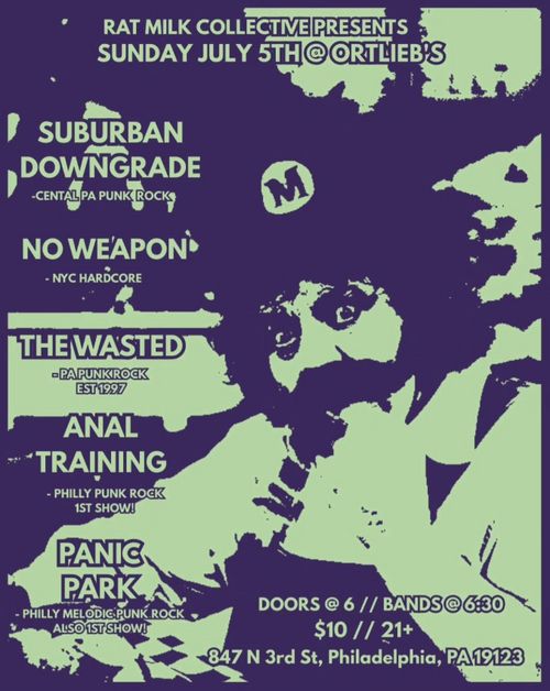 Suburban Downgrade + The Wasted (Chaotic PA Punks on Tour) at Orlieb's  + No Weapon, Anal Training (1st gig!)