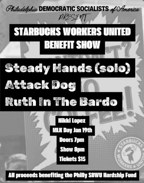 SBWU HARDSHIP FUND BENEFIT SHOW: STEADY HANDS, ATTACK DOG, RUTH IN THE BARDO