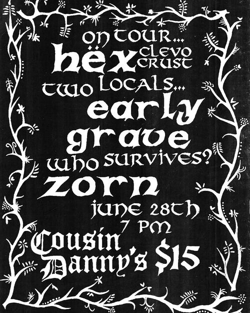 ZORN, EARLY GRAVE, HEX (cleveland)