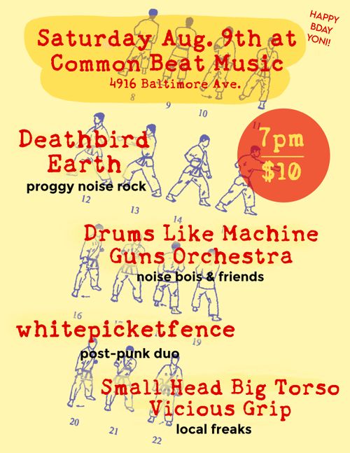 Noise rock @ Common Beat with Deathbird Earth, Drums Like Machine Guns, whitepicketfence, Small Head Big Torso Vicious Grip
