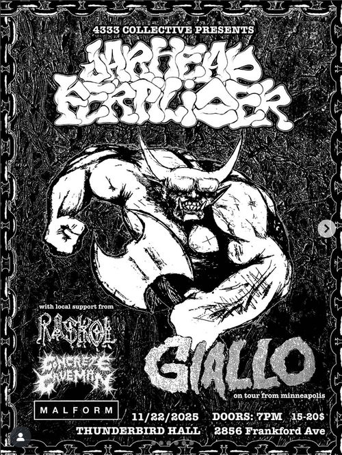 JARHEAD FERTILIZER, GIALLO, RASKOL, CONCRETE CAVEMAN, MALFORM