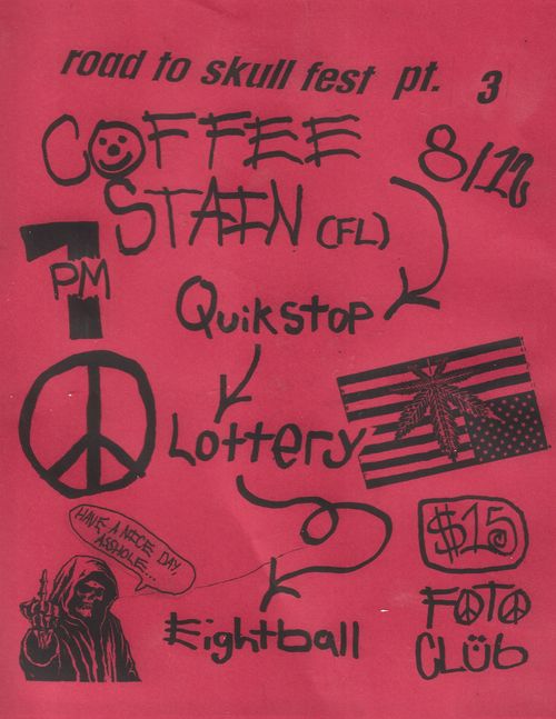 Coffee Stain, Lottery, Quikstop, Eight ball